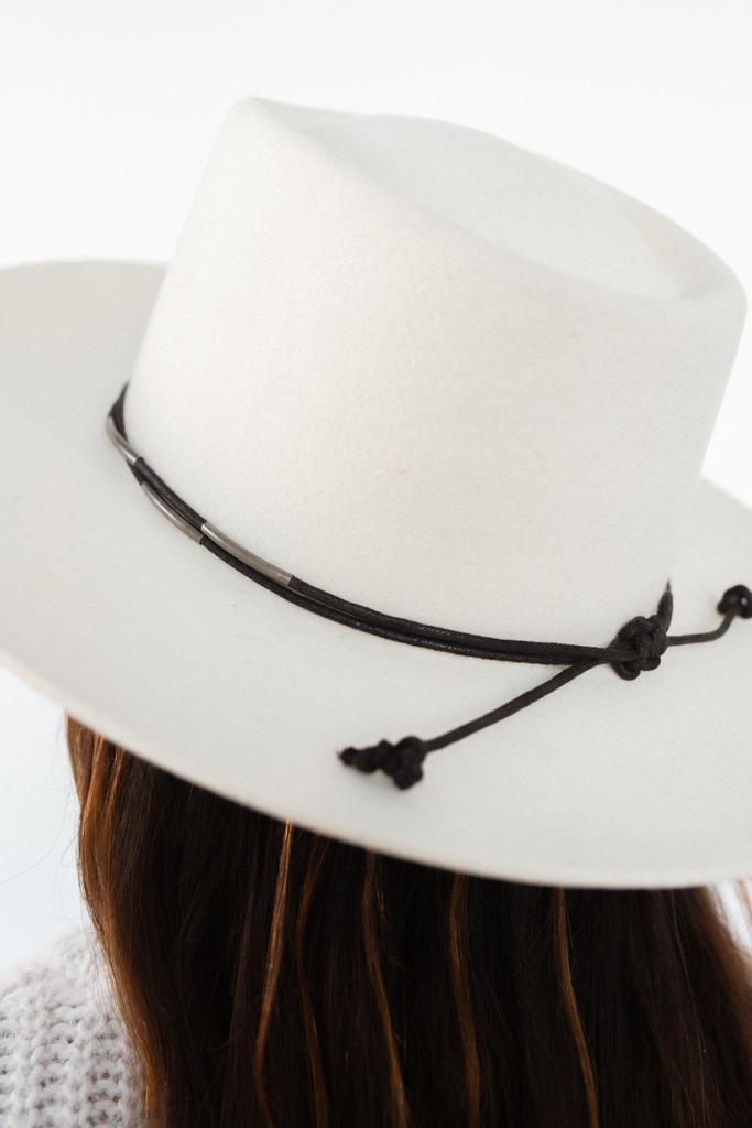 GIGI PIP Black Wide-Brim Straw Hat with White Rope Band Gigi Pip BRE Wide Brim Pork Pie Straw Sun Hat for Women  main image 3