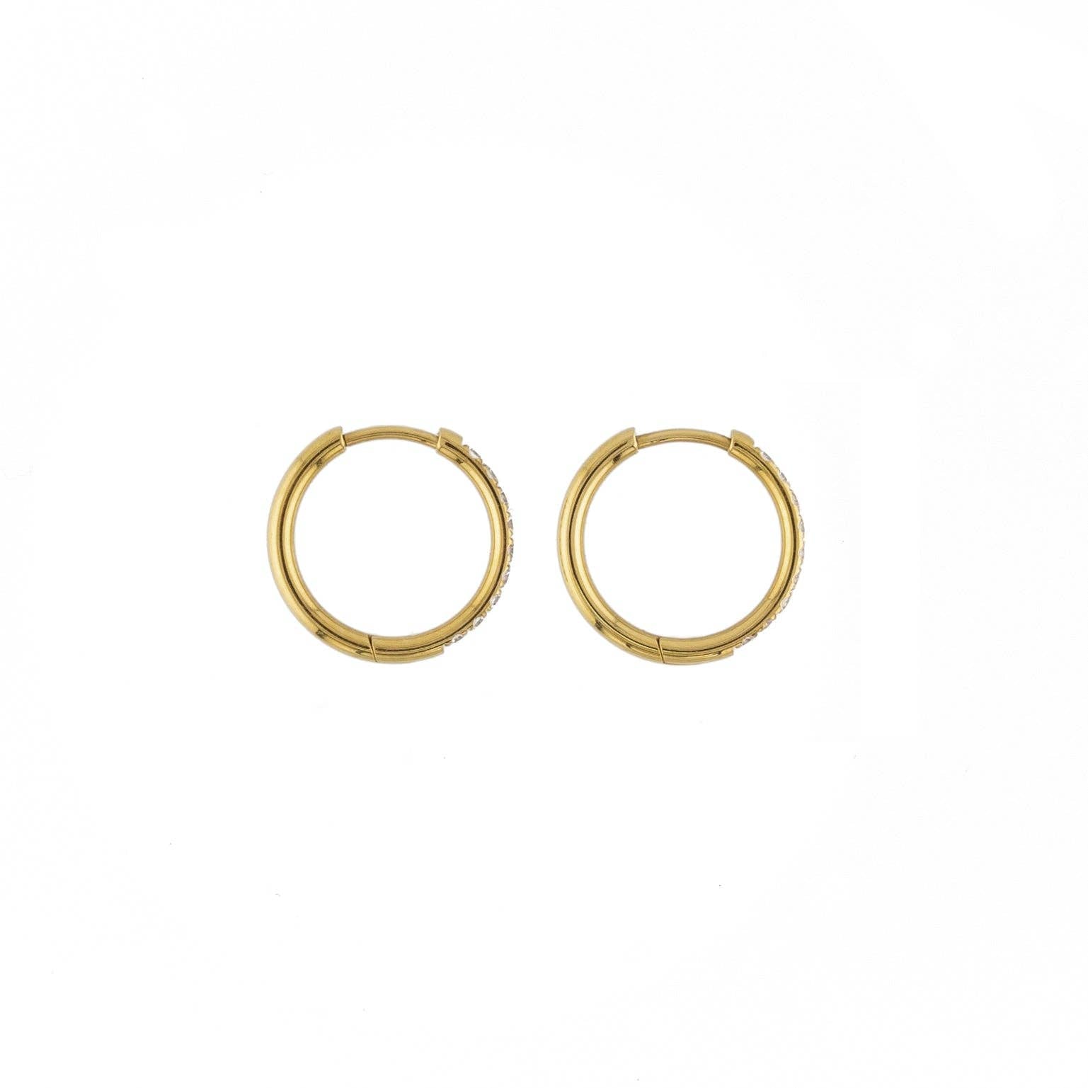 Waterproof Gold 18mm Diamond Hoops
