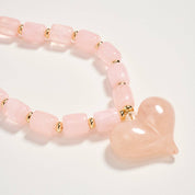 Colorful Beaded Heart Necklace | Multi-Color Barrel Bead Statement Necklace for Women: BK / ONE