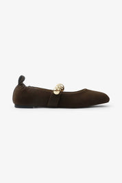 COLLEEN - FALL '25 Chic Ballet Flat with Gold Details: Chocolate / 12A