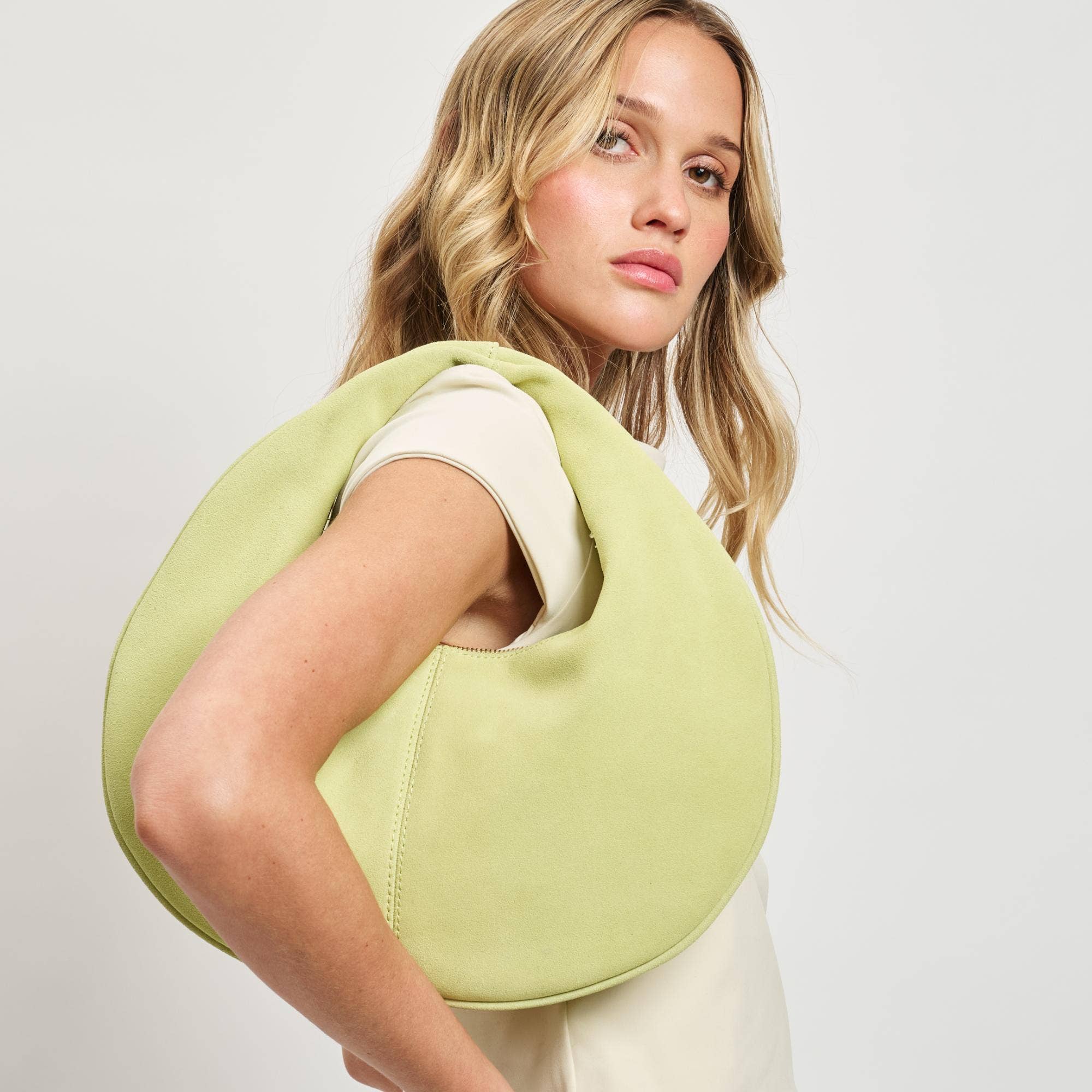 Farrah Genuine Suede Leather Hobo: Chocolate