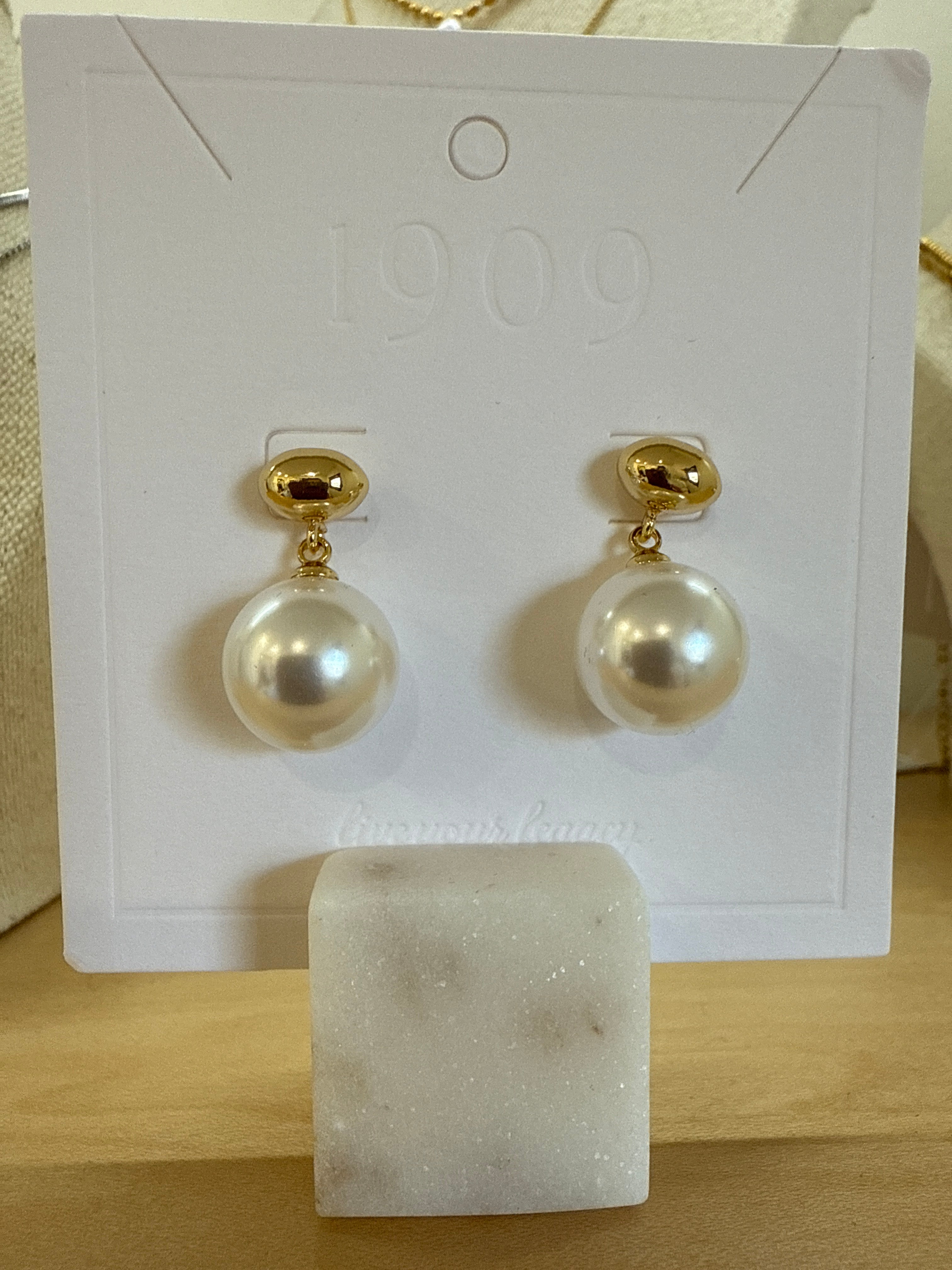 Mini Bean Pearl Drop Earrings