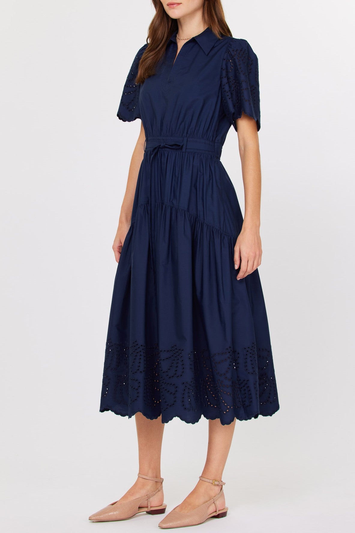 トップス MILITARY WORK I LINE DRESS Military-inspired Dress, Spring Long Sleeve Shirt Midi Dress