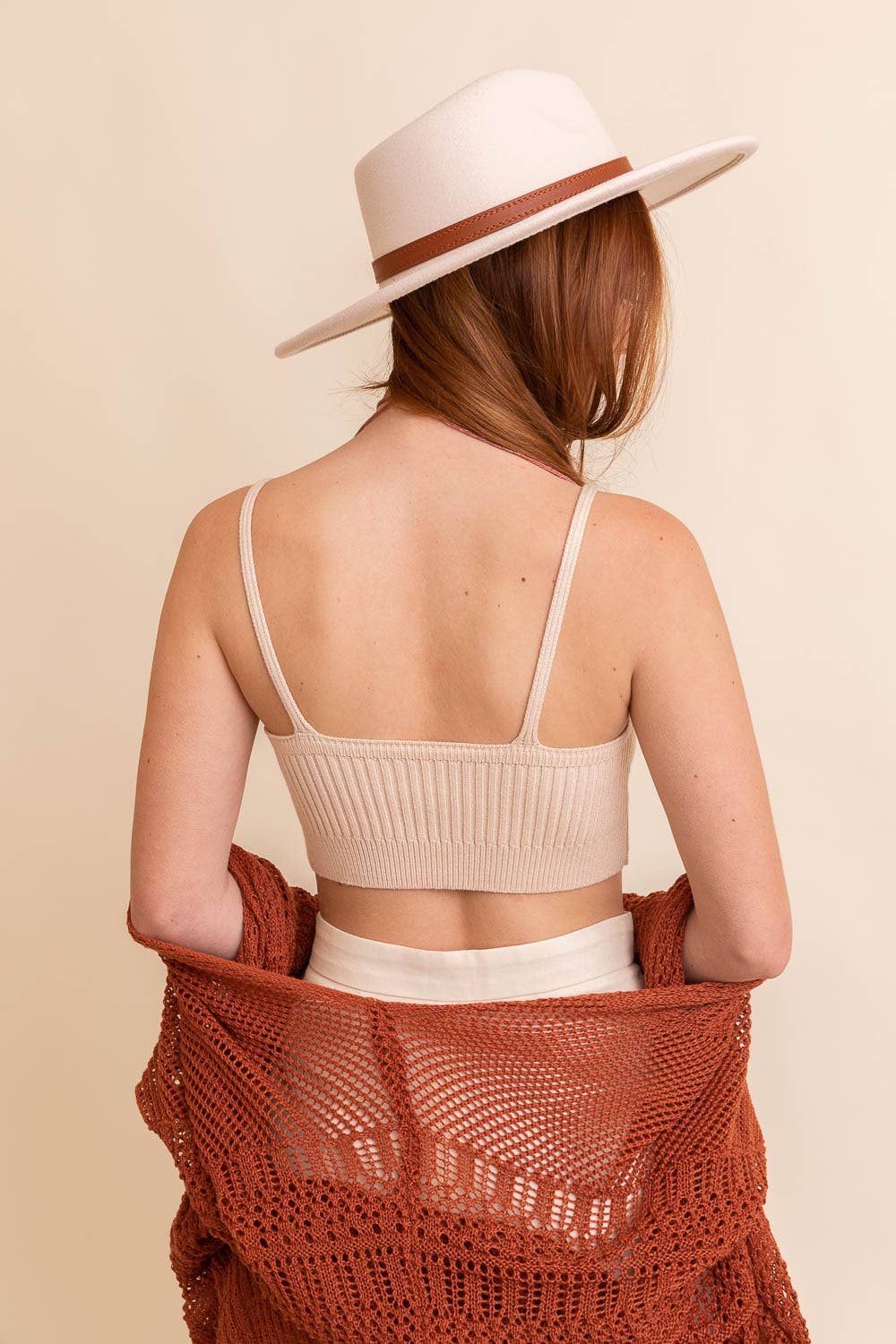 Contour Rib Knit Brami Lounge Top: Oatmeal