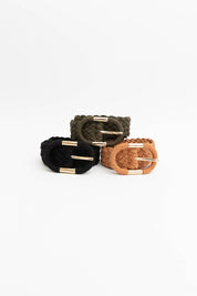 Braided Suede Waist Belt : Black
