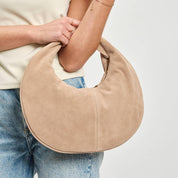 Farrah Genuine Suede Leather Hobo: Black