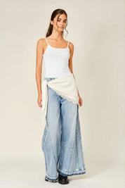 AJS6457 LACE TRIM KNOTTED SCARF LAYER SKIRT: BLACK / ONE (6)