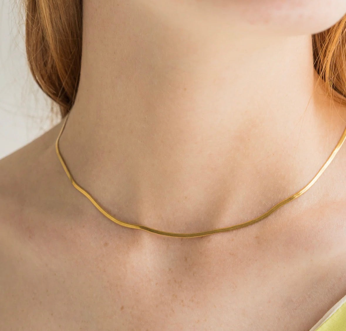Gold Micro Herringbone Necklace