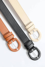 Classic Vegan Leather Belt: Cognac