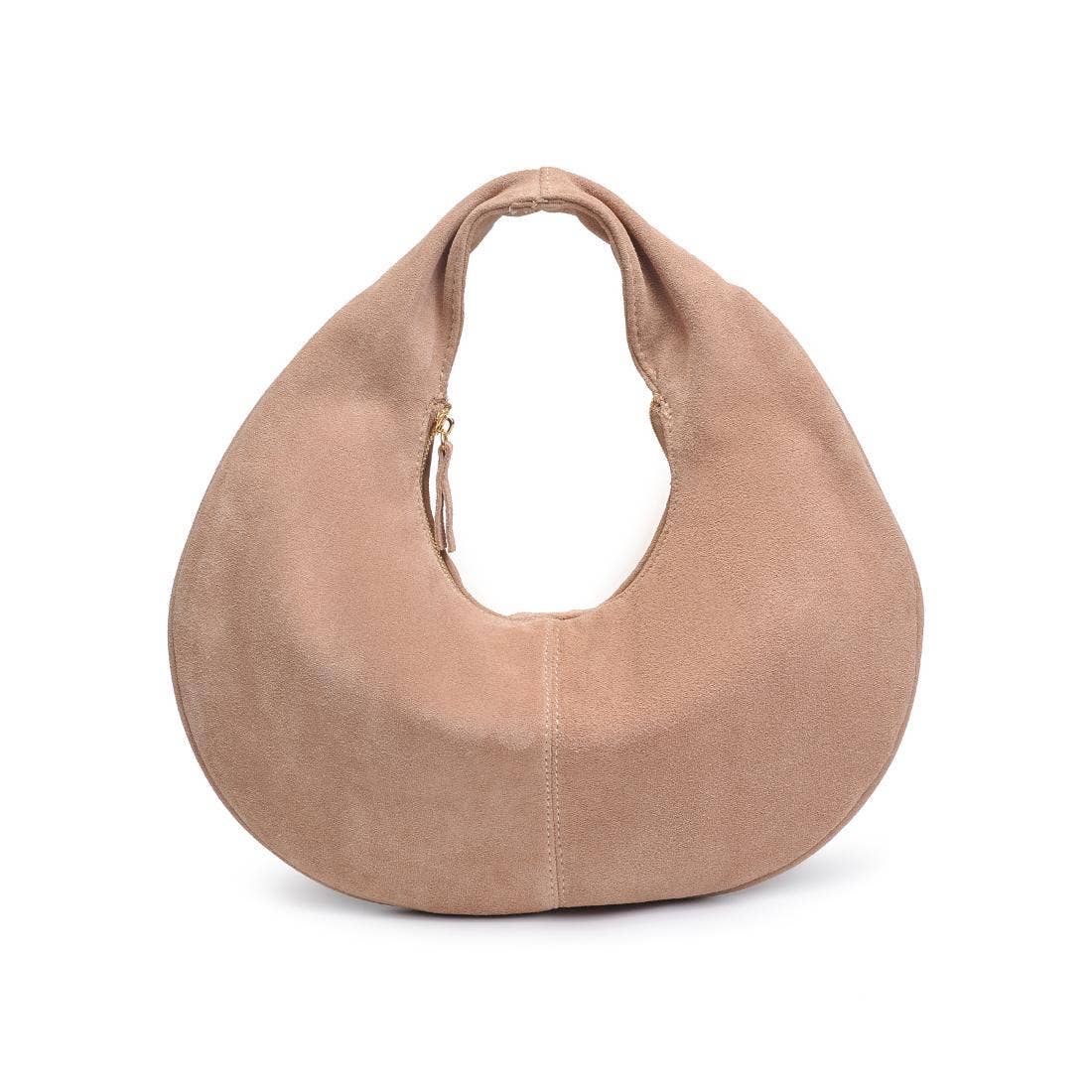 Farrah Genuine Suede Leather Hobo: Chocolate