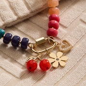 Layered Glass Bead Necklace | Trio of Charms: NT / ONE