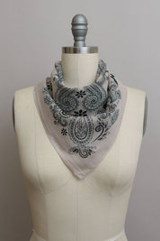 Vintage Pattern Bandana - Boho Chic Square Scarf: Sage