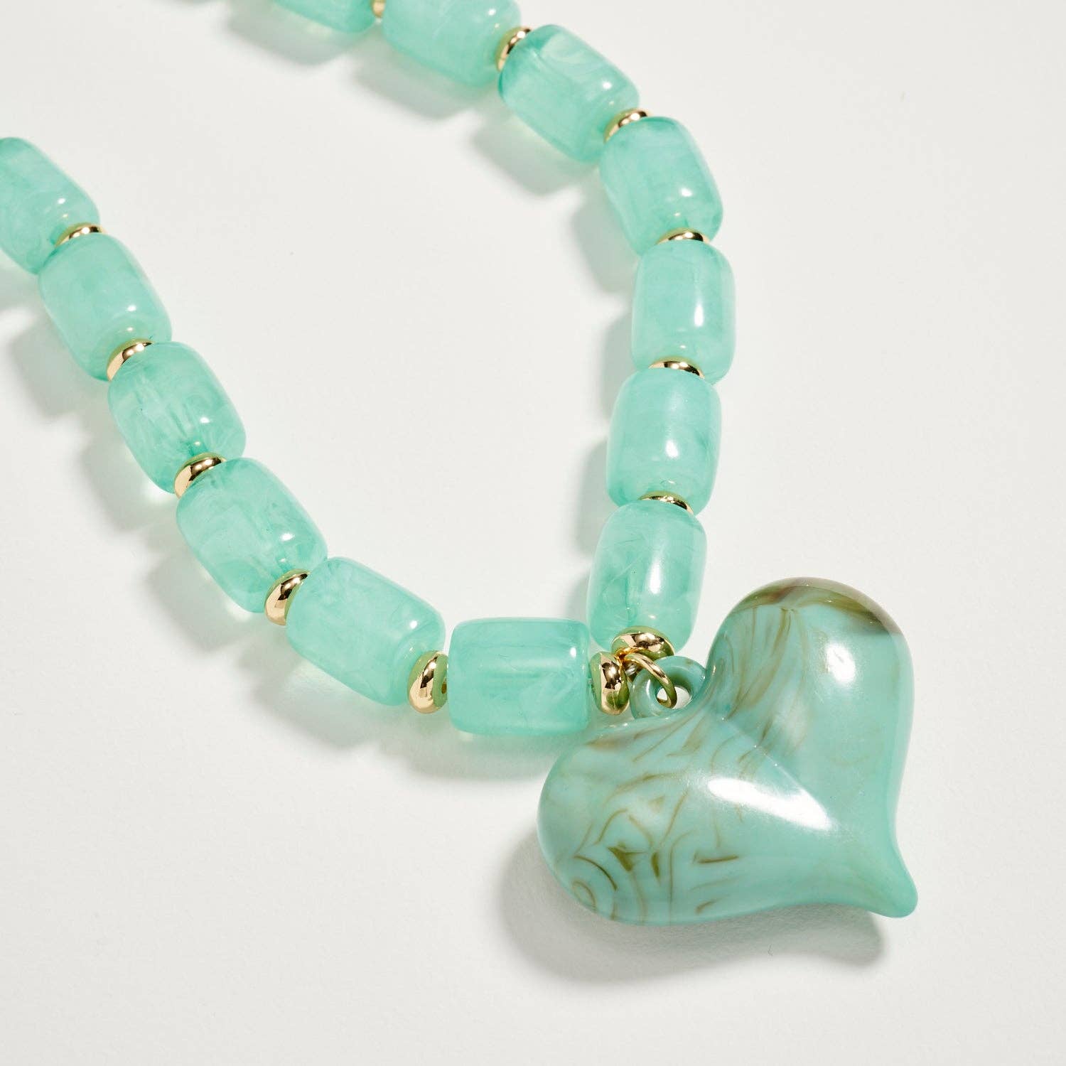 Colorful Beaded Heart Necklace | Multi-Color Barrel Bead Statement Necklace for Women: BK / ONE