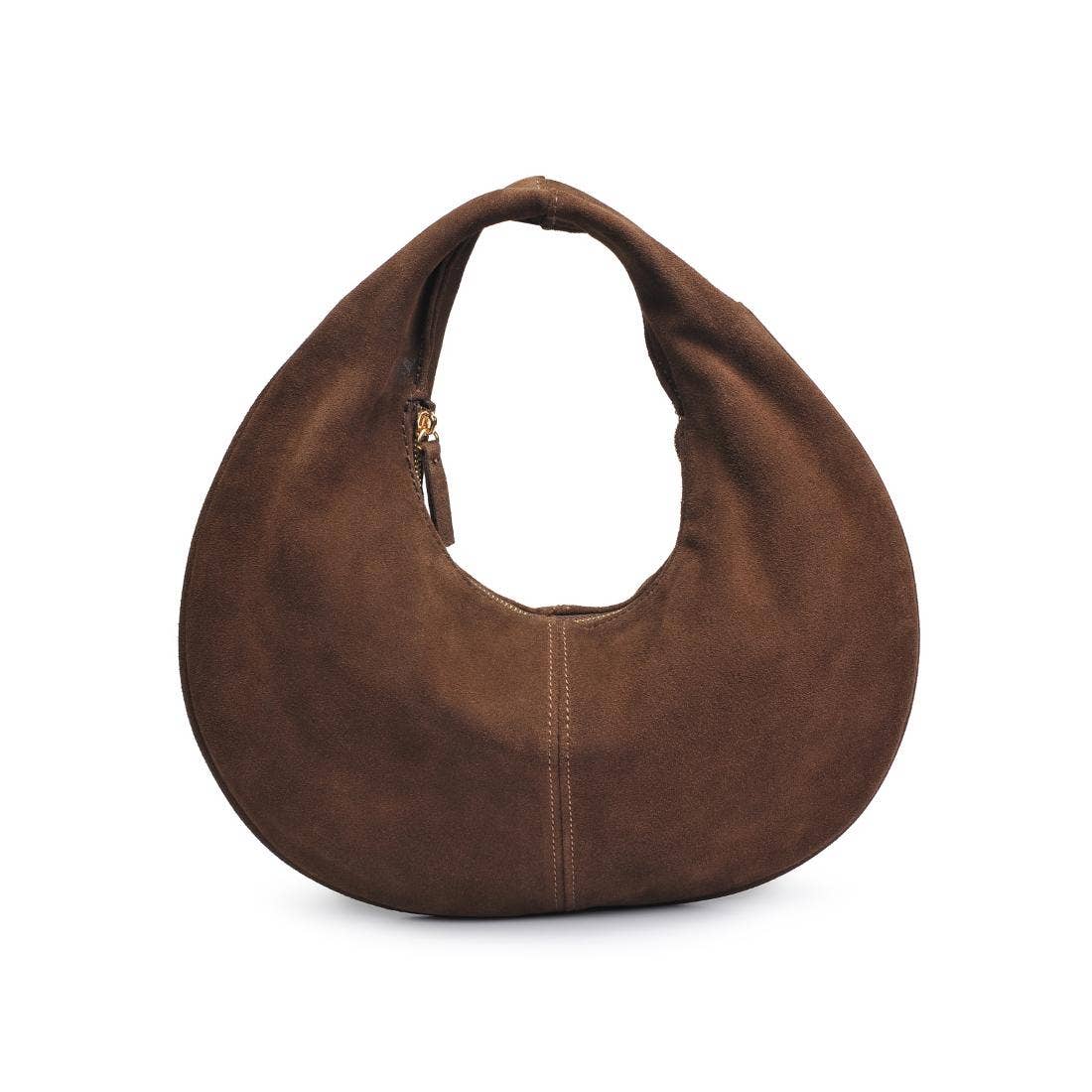 Farrah Genuine Suede Leather Hobo: Chocolate
