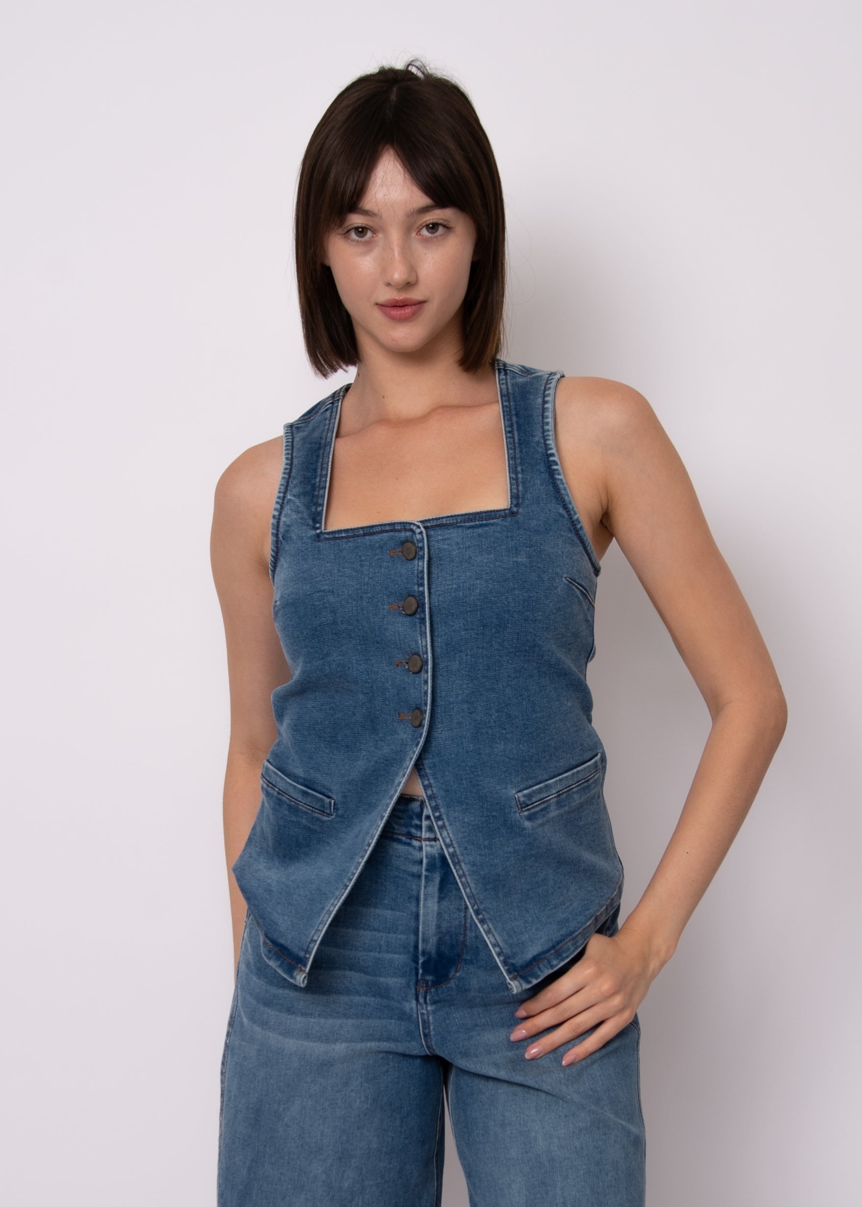 ▪️30’s【CINCH BACK】VINTAGE VEST CINCH WOMEN VEST BLACK MAV9883007