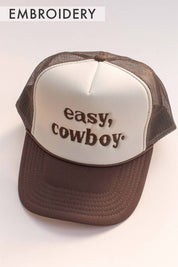 Embroidery Easy Cowboy Western Trucker Hat Cap: Brown/Tan