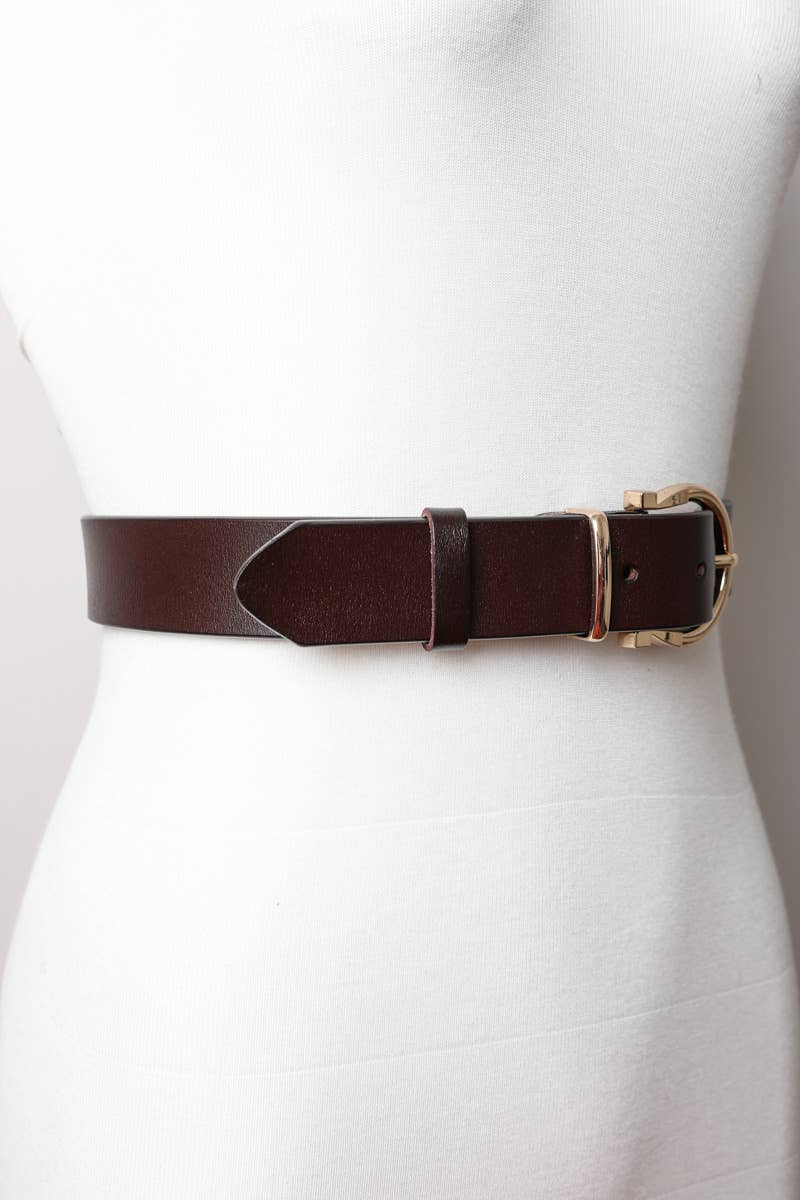 Chic Horseshoe Gold Buckle Belt – Western Style Vibes 🧲: Brown