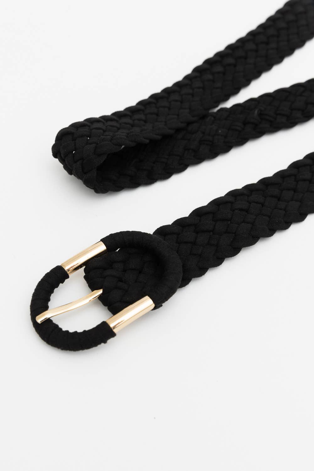 Braided Suede Waist Belt : Black