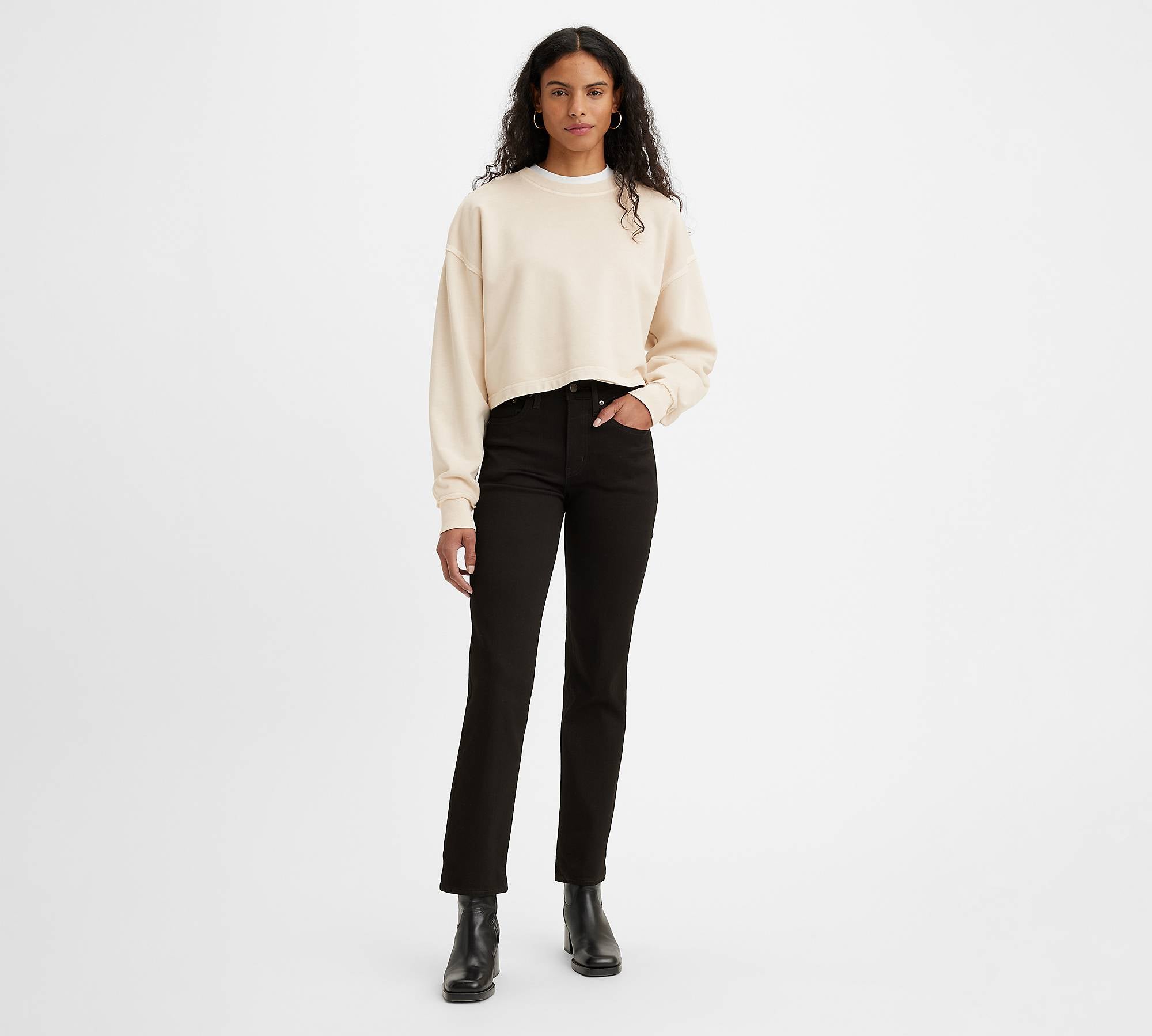 724 High Rise Straight - Soft Black