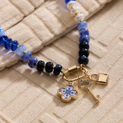 Layered Glass Bead Necklace | Trio of Charms: NT / ONE