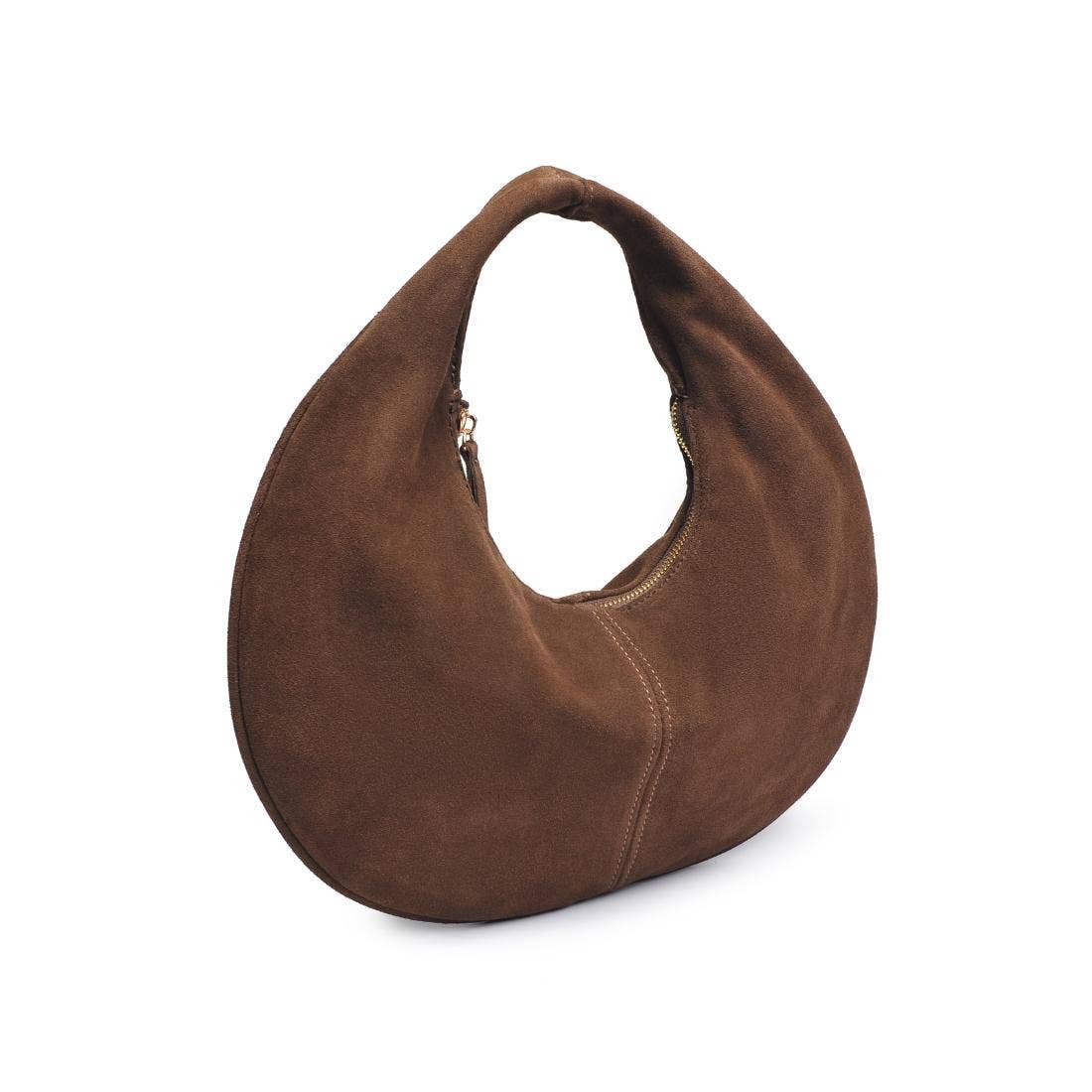 Farrah Genuine Suede Leather Hobo: Chocolate
