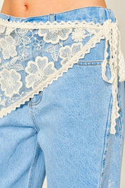 AJS6150 SCARF LACE WRAP SKIRT: CREAM / S/M