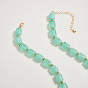 Colorful Beaded Heart Necklace | Multi-Color Barrel Bead Statement Necklace for Women: BK / ONE