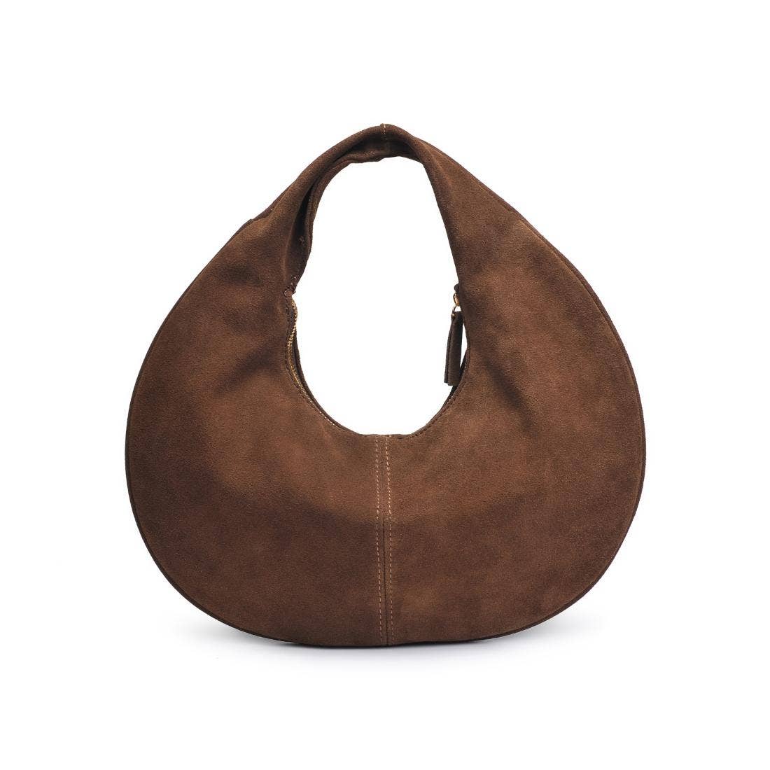Farrah Genuine Suede Leather Hobo: Chocolate