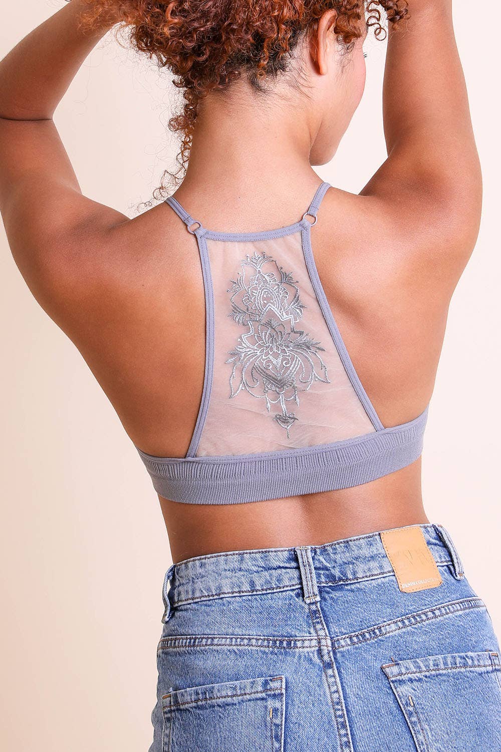 Leto Original - Tattoo Mesh Racerback Bralette: White