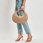 Farrah Genuine Suede Leather Hobo: Chocolate