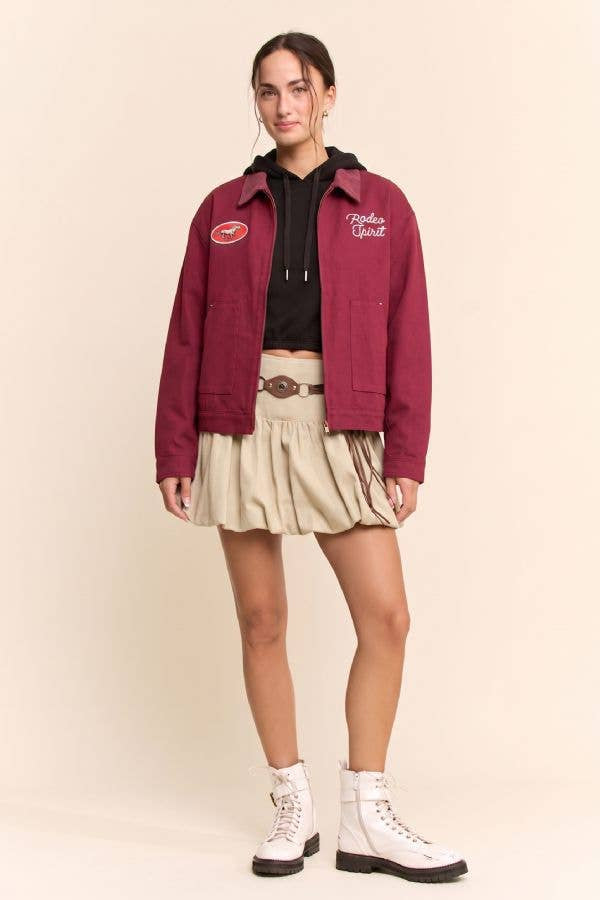 RODEO SPIRIT GRAPHIC JACKET: Burgundy / S-M-L(2-2-2)