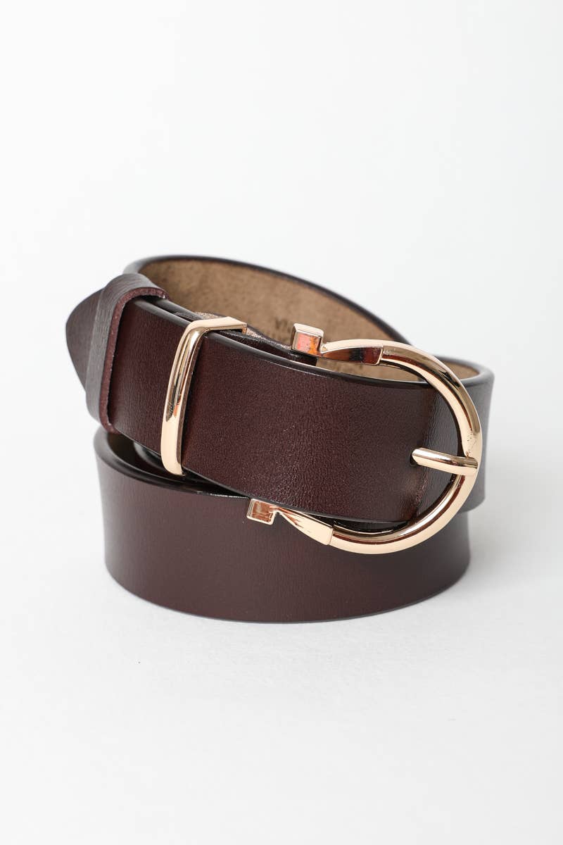 Chic Horseshoe Gold Buckle Belt – Western Style Vibes 🧲: Brown