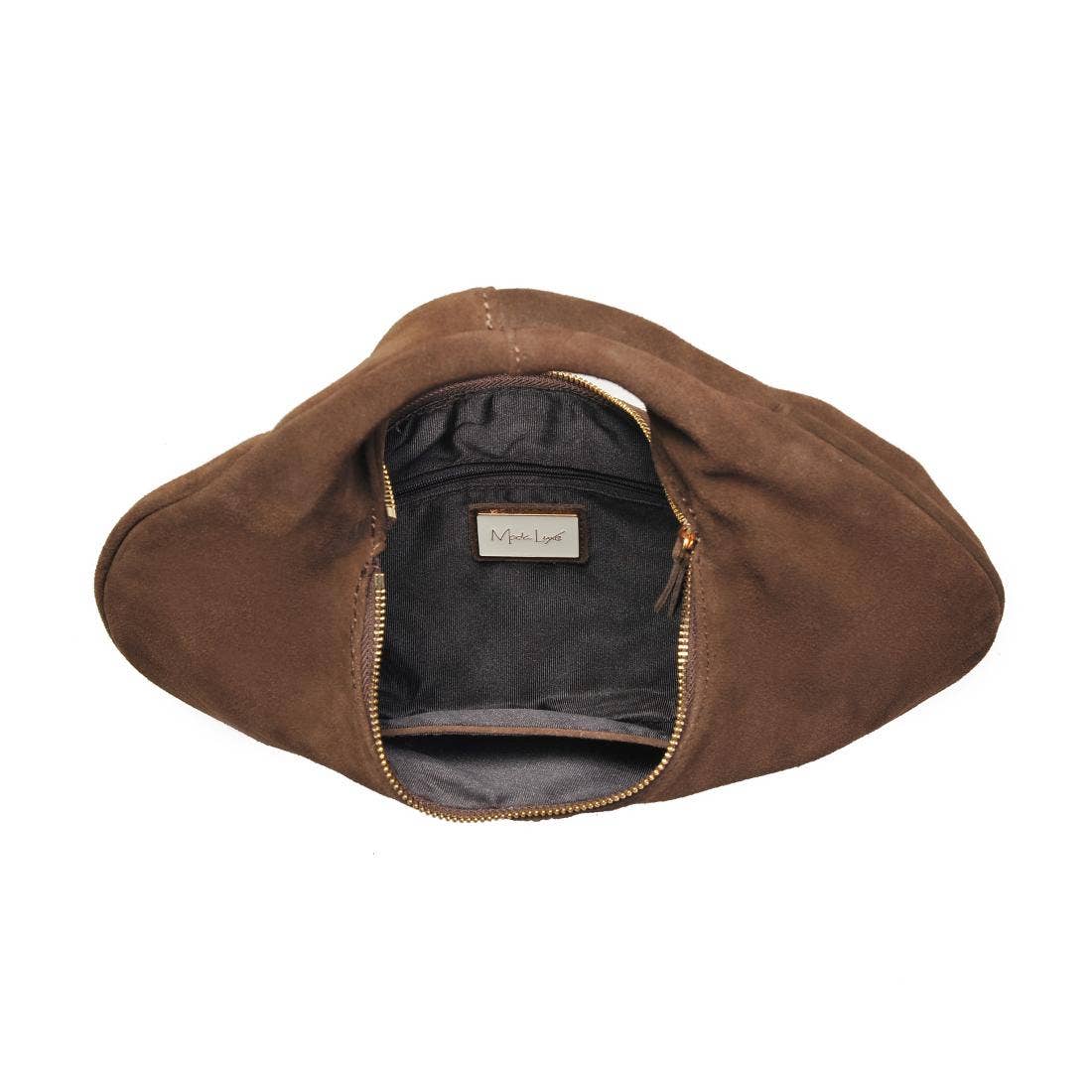 Farrah Genuine Suede Leather Hobo: Chocolate