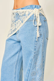 AJS6150 SCARF LACE WRAP SKIRT: CREAM / M/L