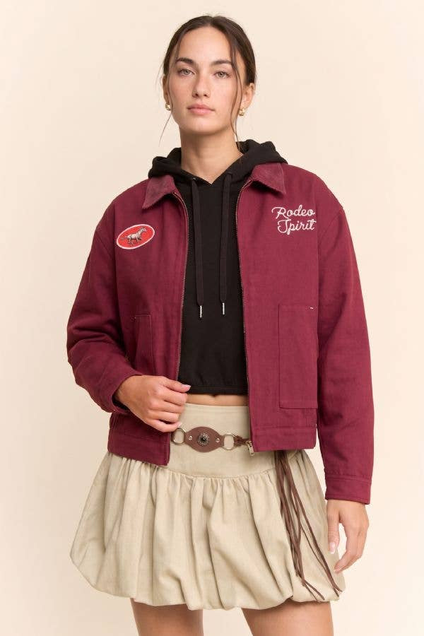 RODEO SPIRIT GRAPHIC JACKET: Burgundy / S-M-L(2-2-2)