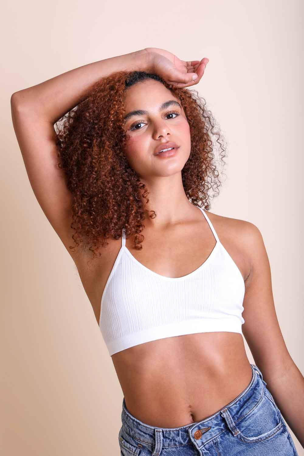 Leto Original - Tattoo Mesh Racerback Bralette: White
