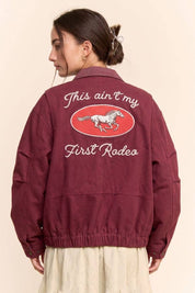 RODEO SPIRIT GRAPHIC JACKET: Burgundy / S-M-L(2-2-2)