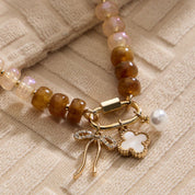 Layered Glass Bead Necklace | Trio of Charms: OL / ONE