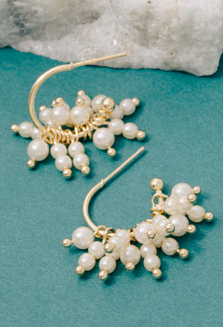 Pearl Fringe Hoops