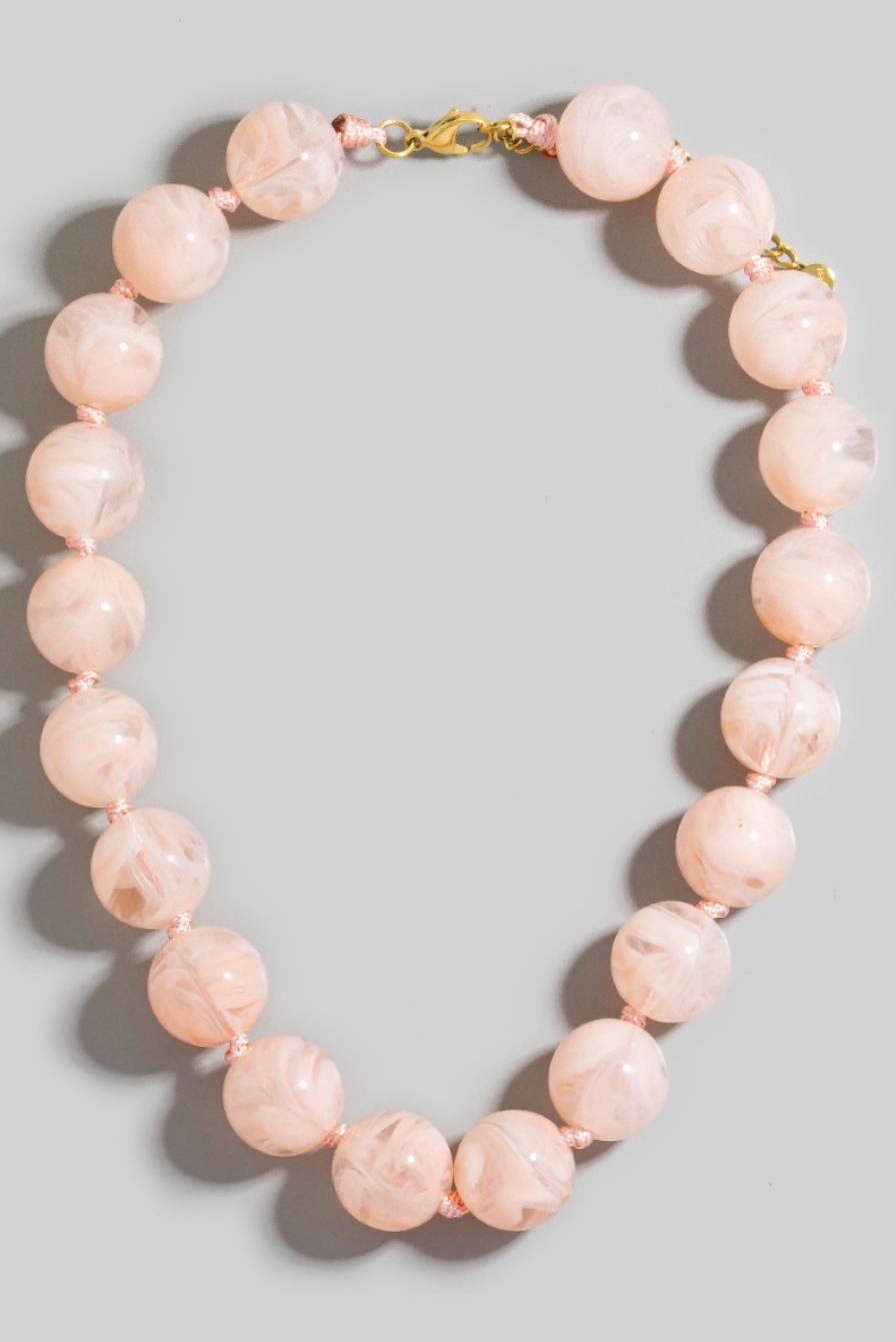 Round Bead Necklace - Pink