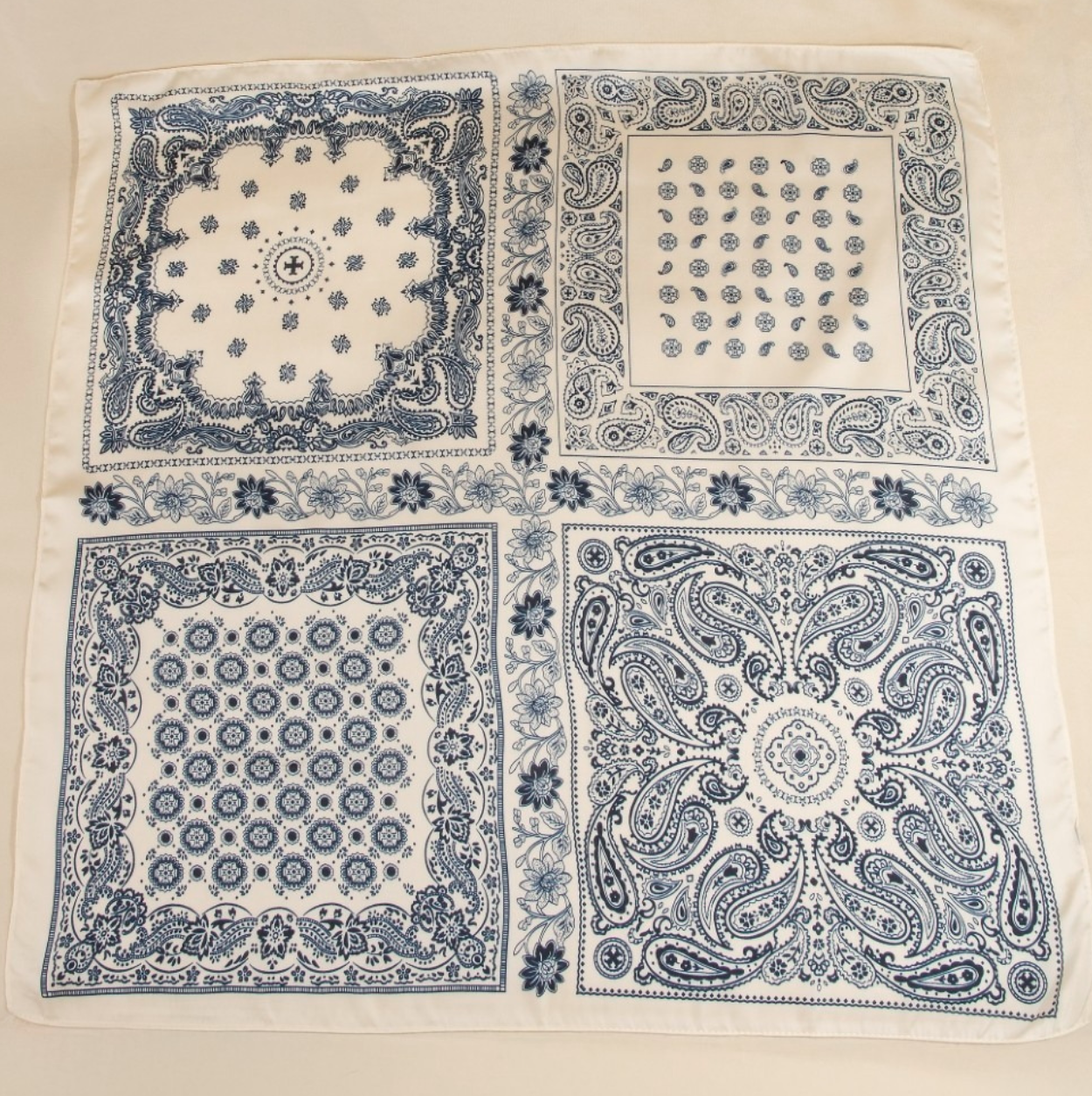 Square Paisley Bandanas - Ivory