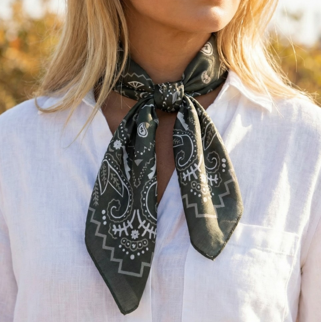 Square Paisley Bandanas - Olive