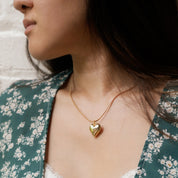 Snake Chain with Heart Pendant-Gold