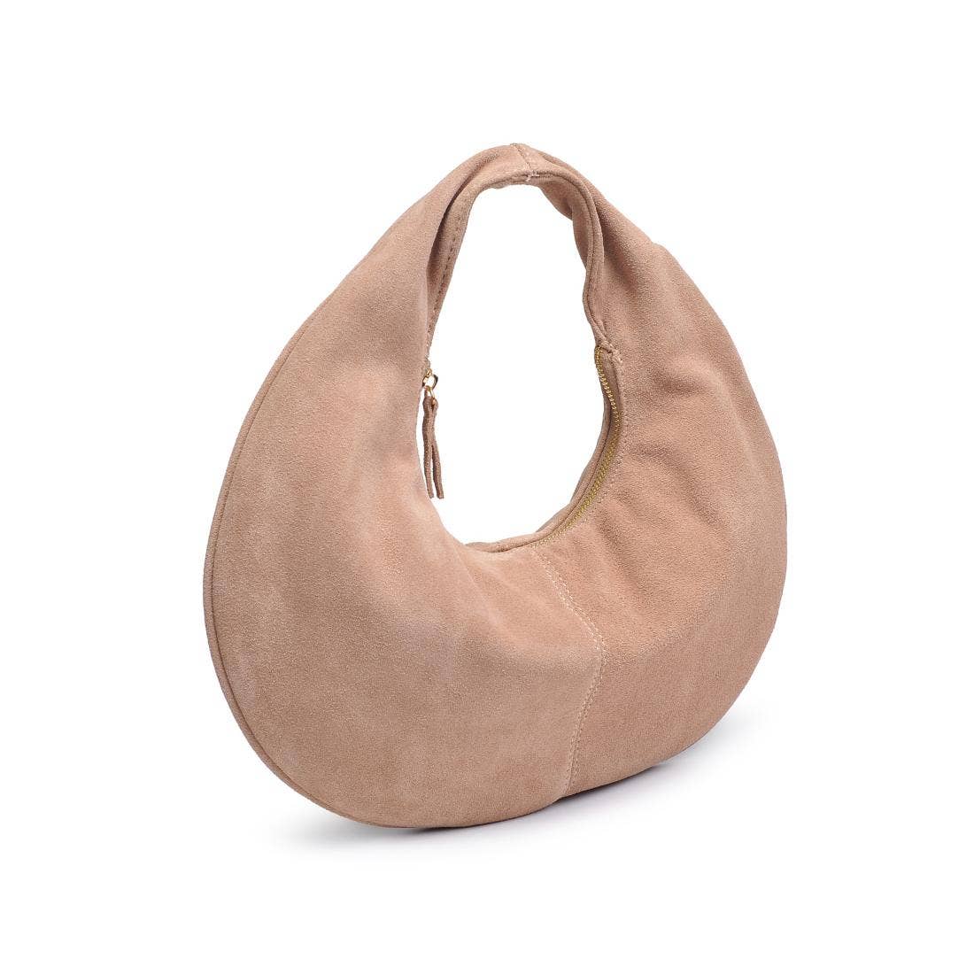 Farrah Genuine Suede Leather Hobo: Chocolate