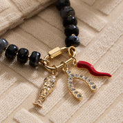Layered Glass Bead Necklace | Trio of Charms: MT / ONE