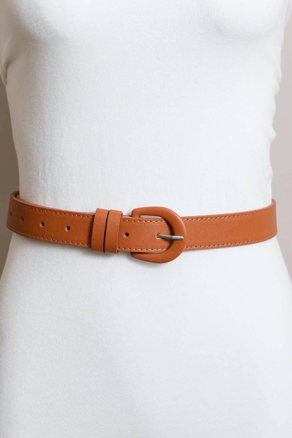 Classic Vegan Leather Belt: Cognac