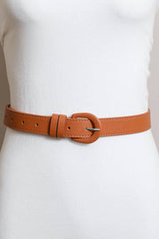 Classic Vegan Leather Belt: Cognac