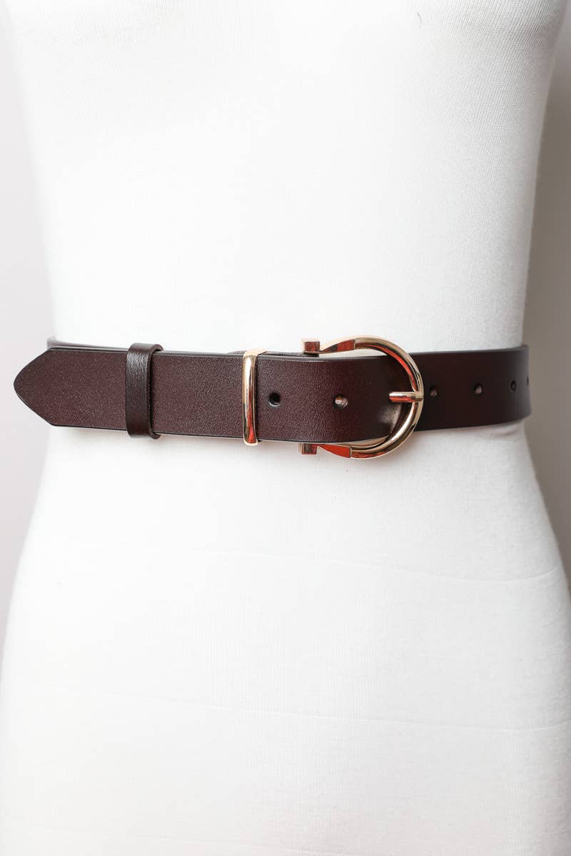 Chic Horseshoe Gold Buckle Belt – Western Style Vibes 🧲: Brown