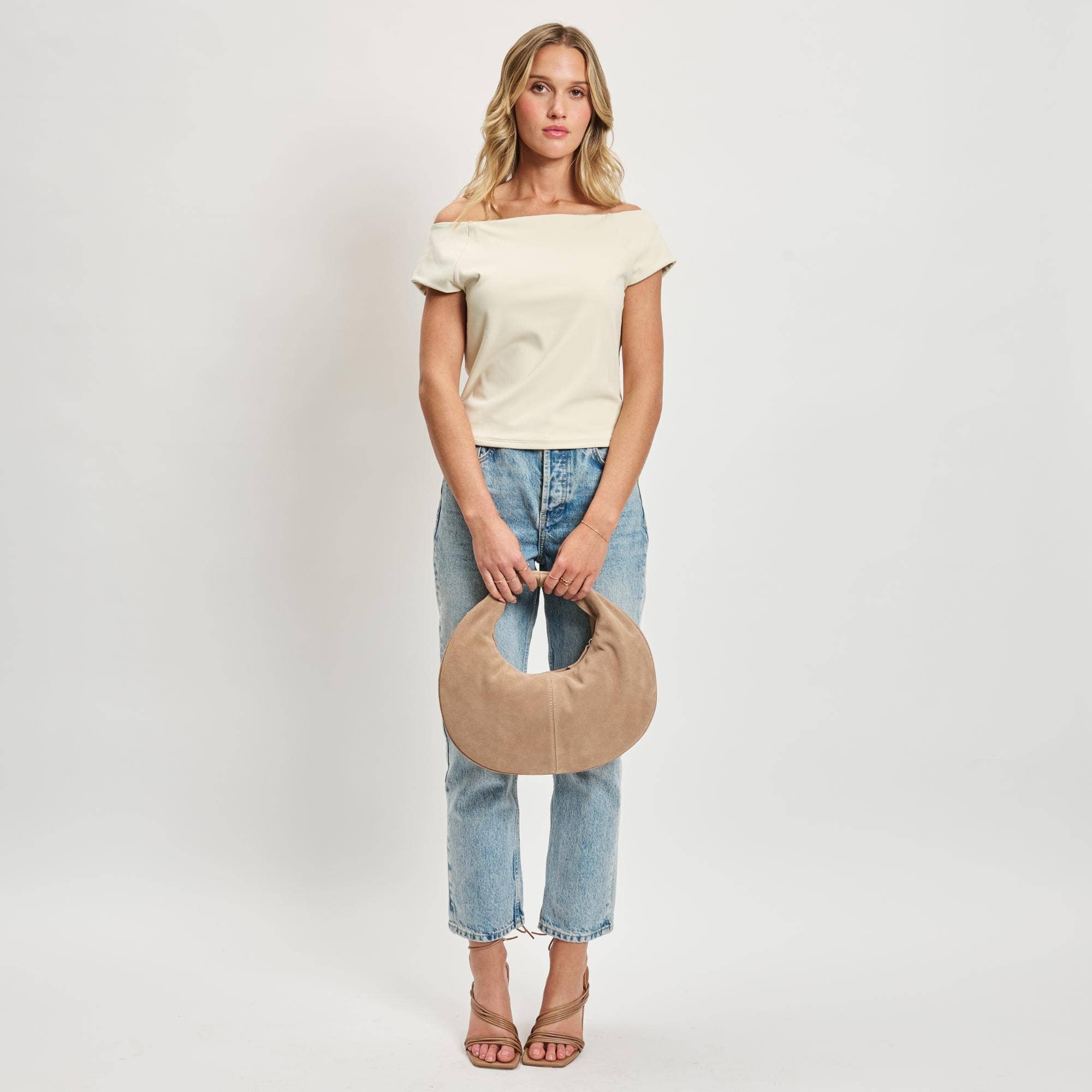 Farrah Genuine Suede Leather Hobo: Chocolate