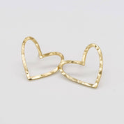 24K Gold Hammered Heart Studs